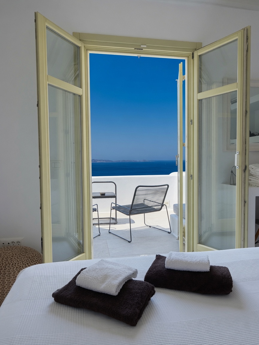 Villa AGNES bedroom with terrace view