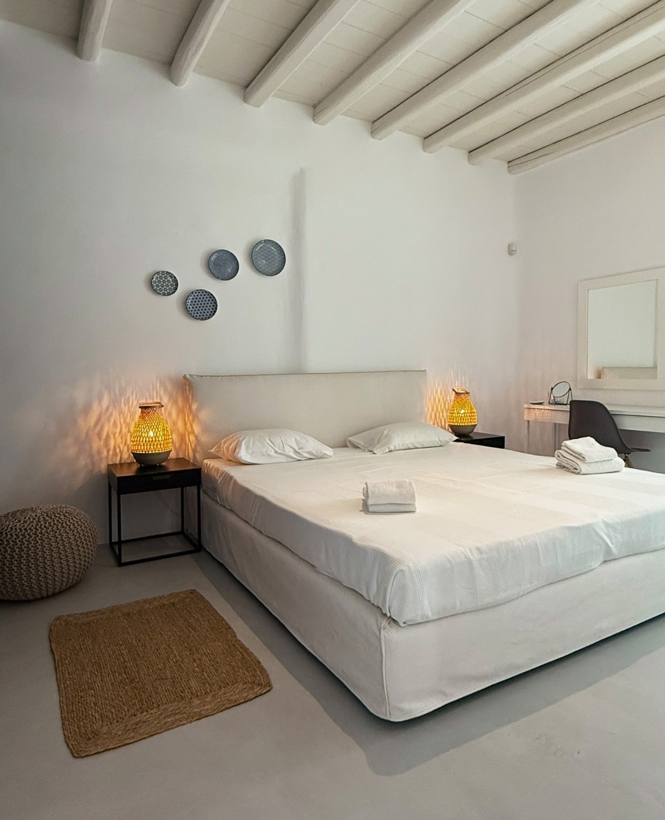 Villa AGNES bedroom with beamed ceiling